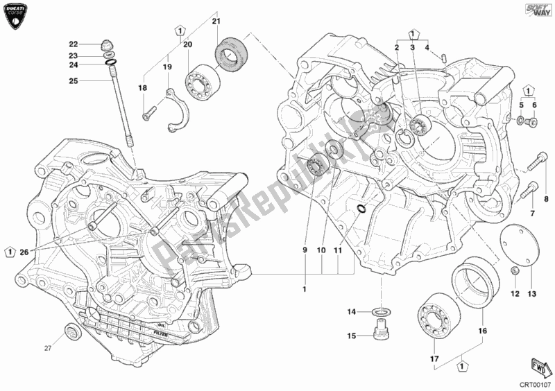 All parts for the Crankcase of the Ducati Superbike 998 RS 2003